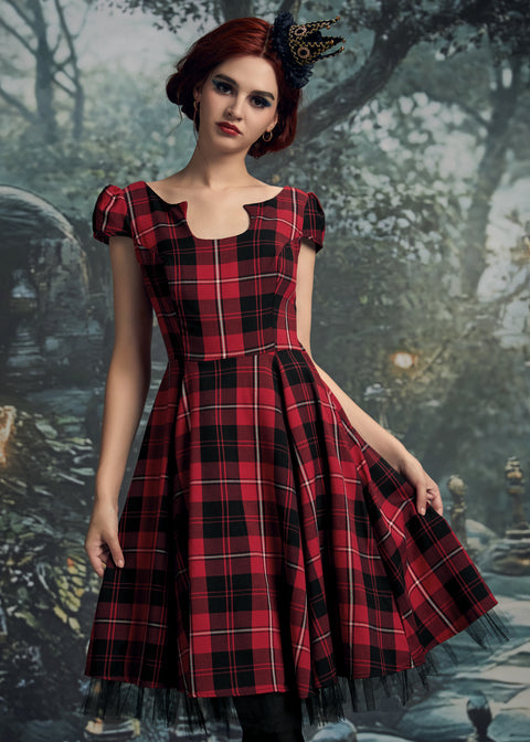 Red Plaid Swing Dress