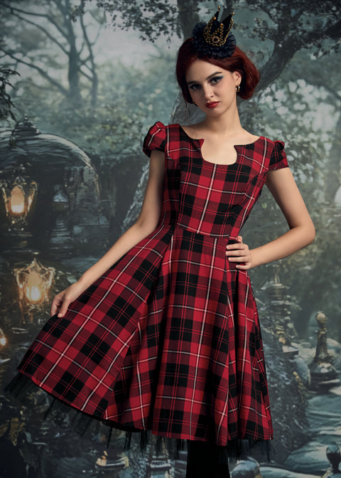 Red Plaid Swing Dress