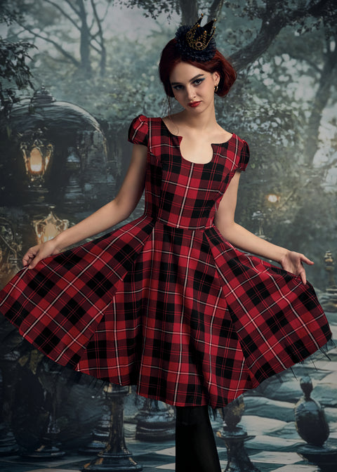 Red Plaid Swing Dress