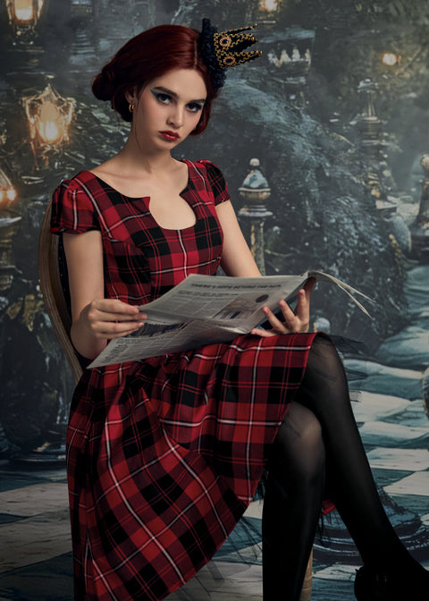 Red Plaid Swing Dress