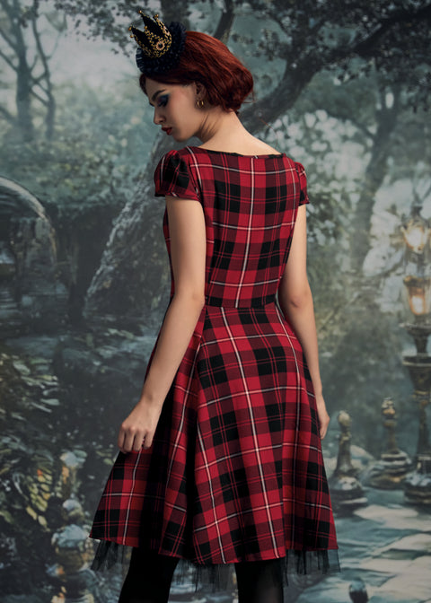 Red Plaid Swing Dress