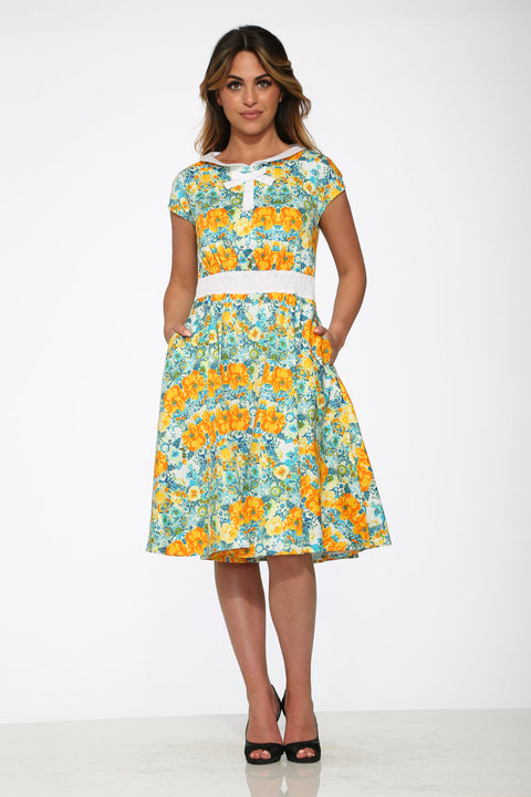 Yellow Floral Swing Dress