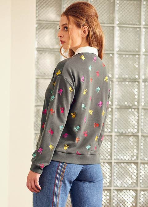 Drive-In Diva Collar Sweatshirt