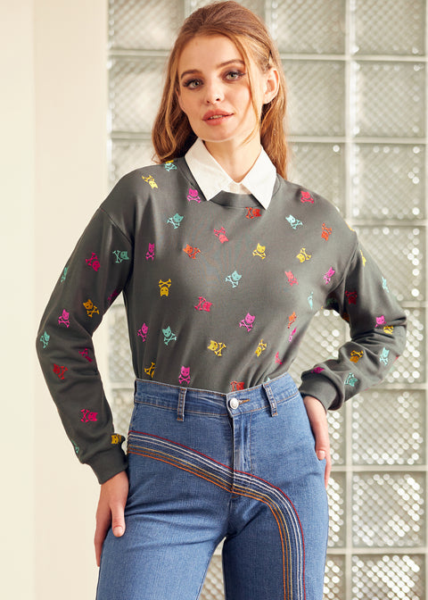 Drive-In Diva Collar Sweatshirt