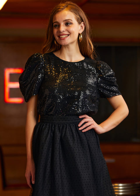 Festive Frolic Bubble Sleeve Crew