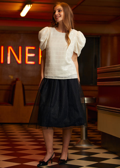 Festive Frolic Bubble Sleeve Crew