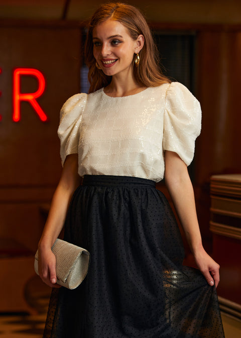 Festive Frolic Bubble Sleeve Crew