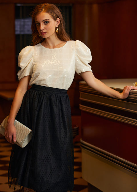 Festive Frolic Bubble Sleeve Crew