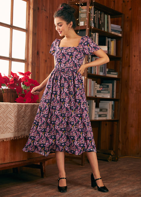 Timeless Tapestry Square Neck Dress
