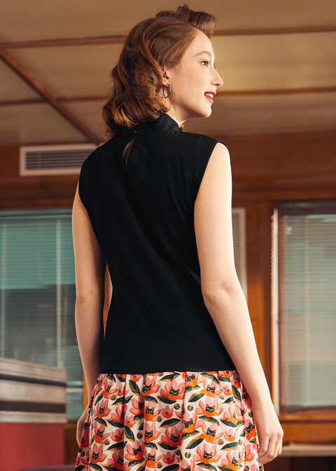 Retro Rendezvous Tie-Neck Top