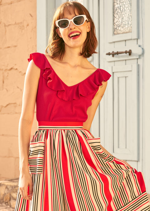 Ruffle Me This V-Neck Tank