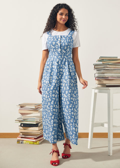 A Playful Bouquet Button-Front Jumpsuit