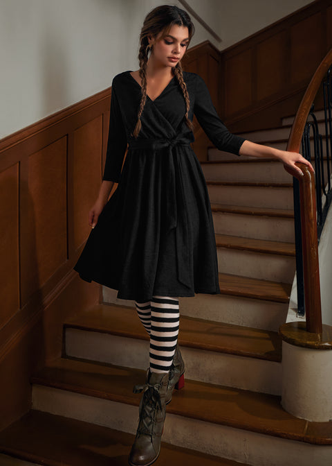 Instant Energy Faux-Wrap Long Sleeve Knit Dress