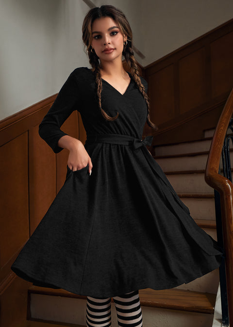 Instant Energy Faux-Wrap Long Sleeve Knit Dress