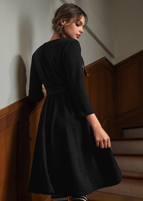 Instant Energy Faux-Wrap Long Sleeve Knit Dress