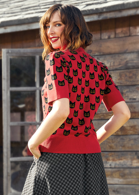Retro Radiance Puff Shoulder Sweater