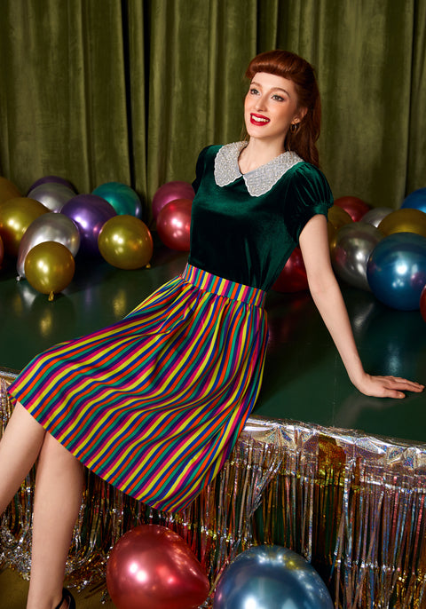 Diner Delight Peter Pan Collar Velvet Top