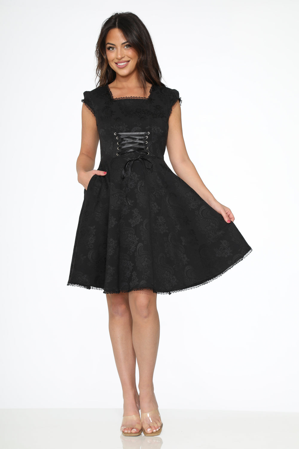 Black Brocade Gothic Swing Dress – ModCloth
