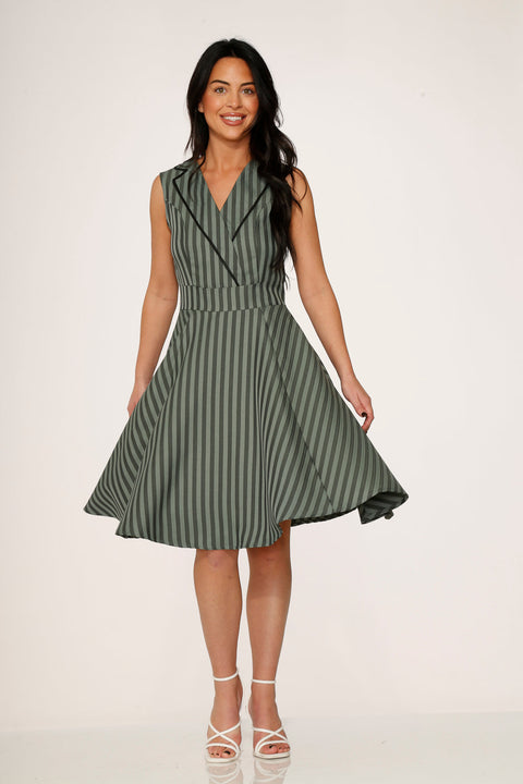 Olive Stripe Swing Dress