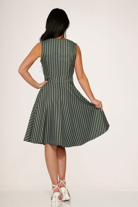 Olive Stripe Swing Dress