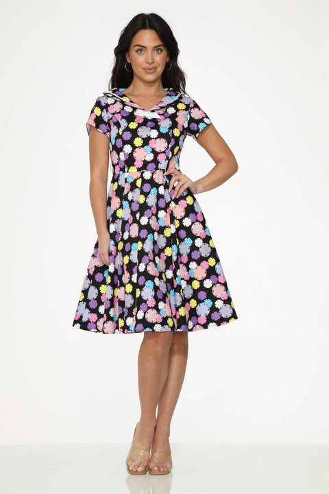 Black & Purple Swing Dress