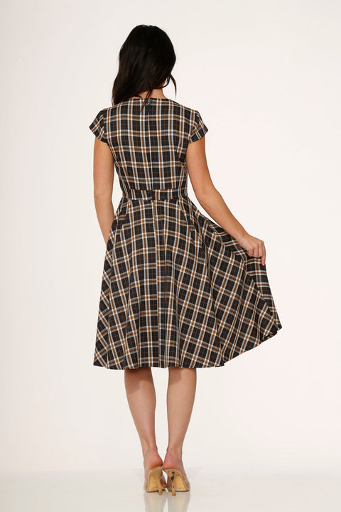 Black Plaid Swing Dress