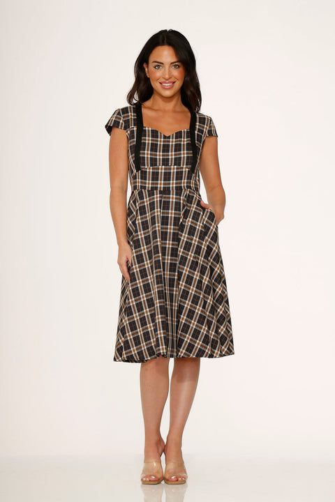 Black Plaid Swing Dress