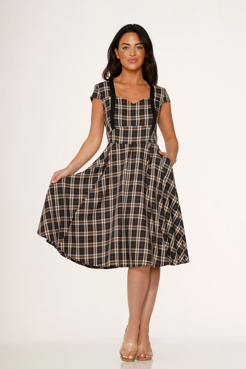 Black Plaid Swing Dress