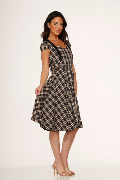 Black Plaid Swing Dress