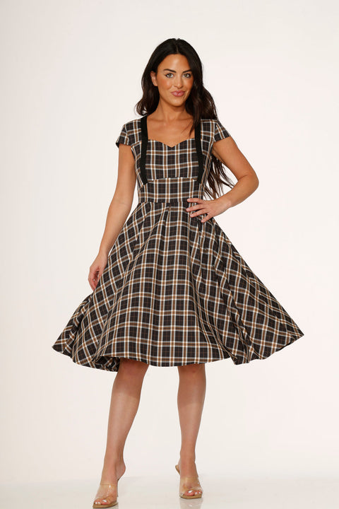 Black Plaid Swing Dress