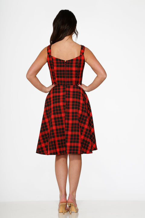 Red Plaid Swing Dress