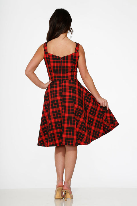 Red Plaid Swing Dress