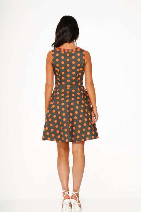 Orange Polka Dot Swing Mini Dress