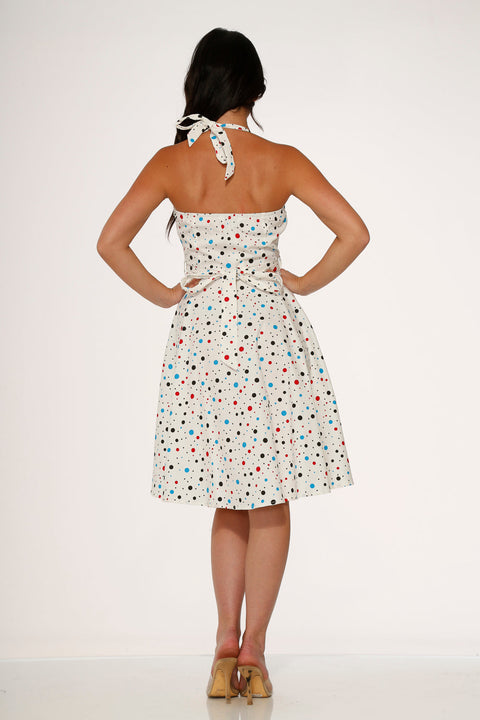 White Candy Halter Swing Dress