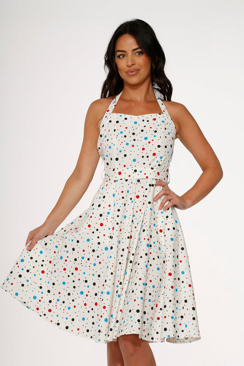 White Candy Halter Swing Dress