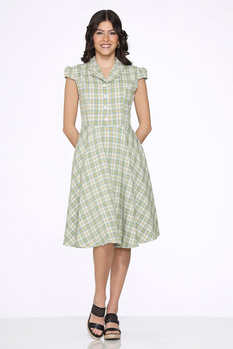 Green Plaid Swing Dress