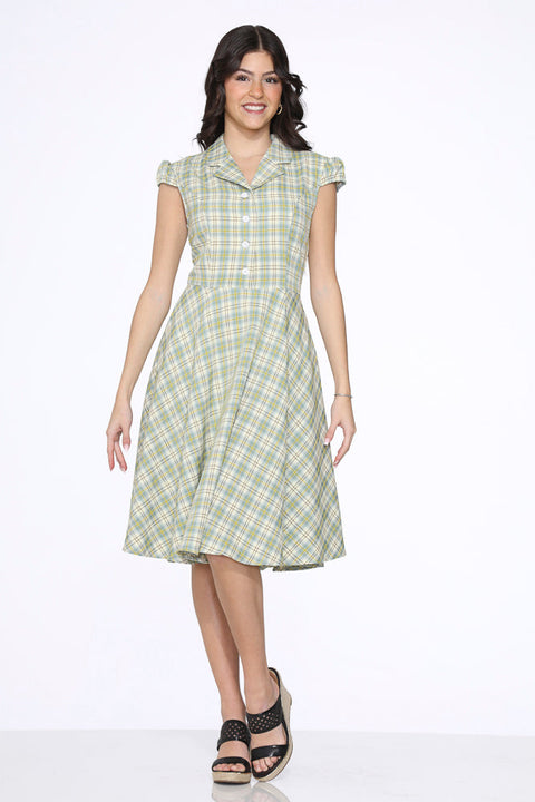 Green Plaid Swing Dress