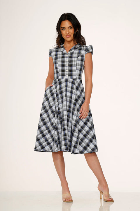 Blue Plaid Swing Dress