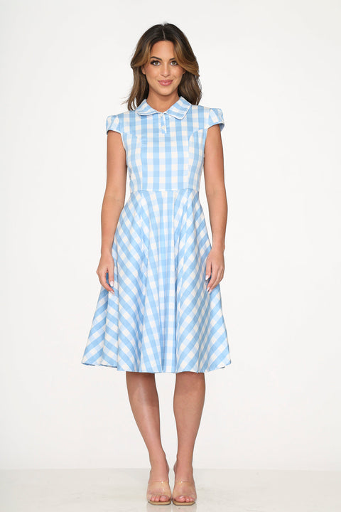Blue Checkmate Swing Dress