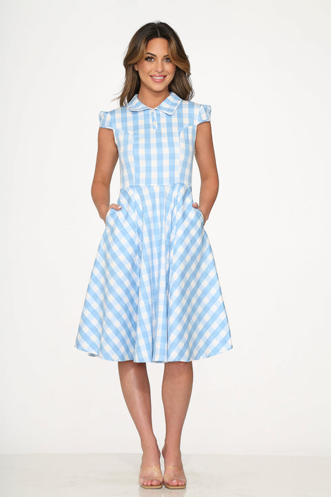 Blue Checkmate Swing Dress