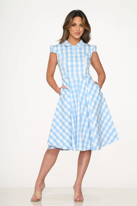 Blue Checkmate Swing Dress