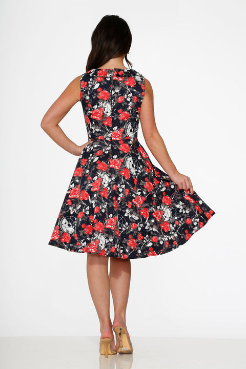 Navy Floral Swing Dress
