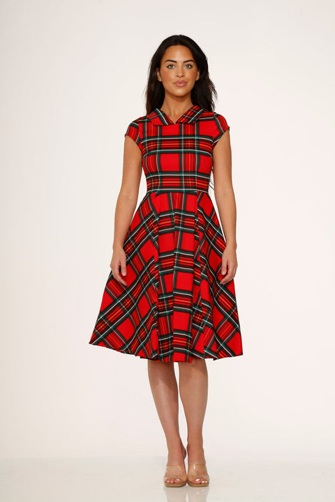 Red Plaid Swing Dress