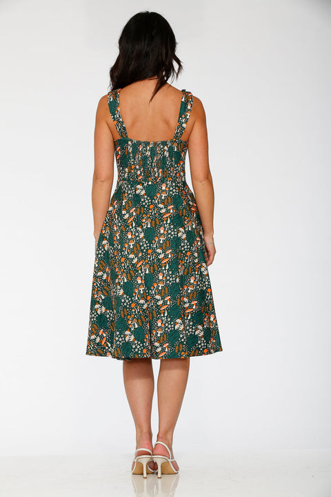 Olive Mushroom Swing Dress