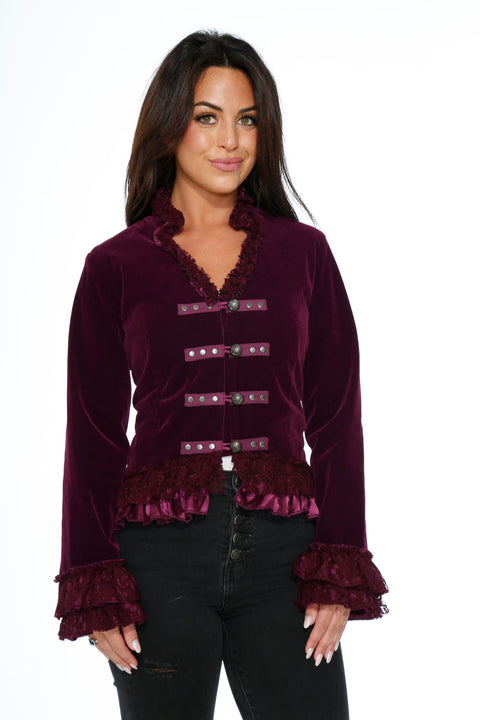 Purple Gloria Velvet Tailed Jacket