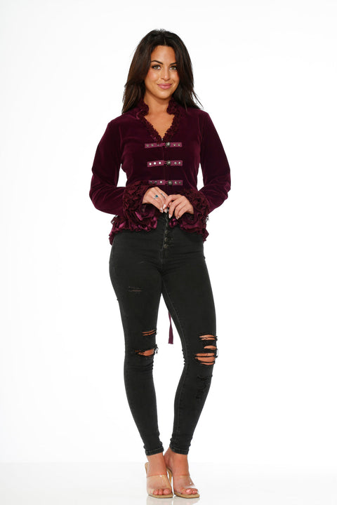 Purple Gloria Velvet Tailed Jacket