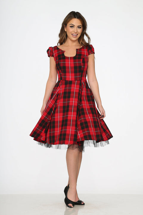 Red Plaid Swing Dress
