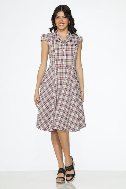 Purple Plaid Swing Dress