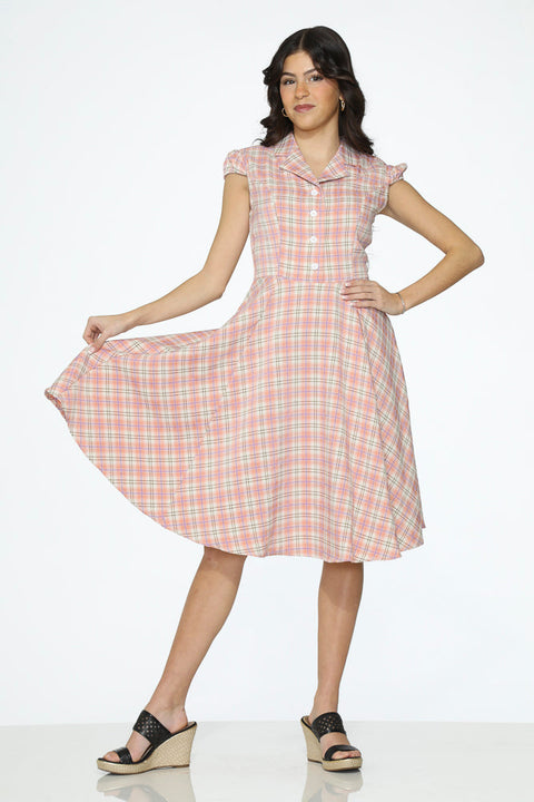 Pink Plaid Swing Dress
