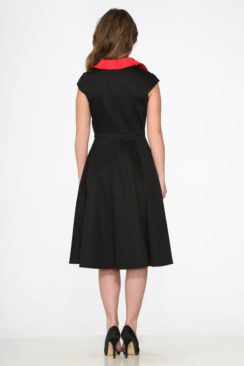 Black Red Trim Swing Dress
